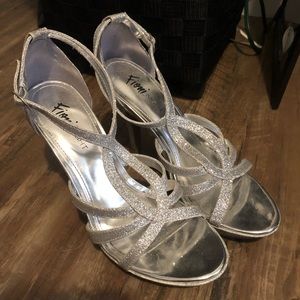 Sparkly silver heels